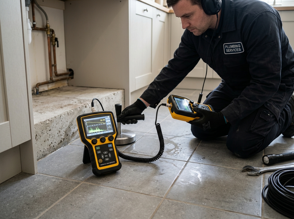 Comprehensive diagnostic slab leak report and photo documentation for insurance claims